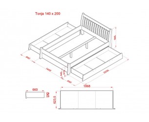 Postel z celomasivu Tonja s uložným prostorem bílá