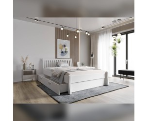 Postel z celomasivu Tonja s uložným prostorem bílá