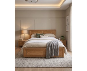 Postel z celomasivu dub Porto14-140 x 200 s úložným prostorem