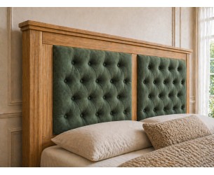 Postel z celomasivu dub Porto16-160 x 200 s úložným prostorem a čalouněným čelem