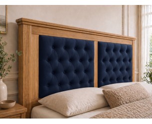 Postel z celomasivu dub Porto18-180 x 200 s úložným prostorem a čalouněným čelem
